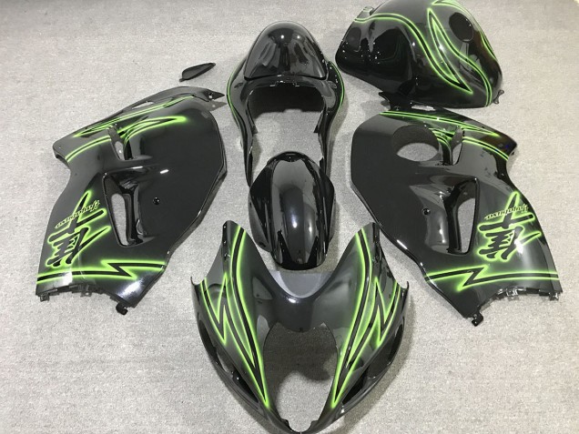 Best Aftermarket 1997-2007 Black & Green Lightning Suzuki GSXR 1300 Fairings