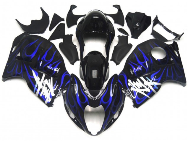 Best Aftermarket 1997-2007 Black with Deep Blue flame Suzuki GSXR 1300 Fairings