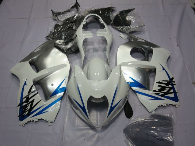 Best Aftermarket 1997-2007 Blue White and Silver Suzuki GSXR 1300 Fairings