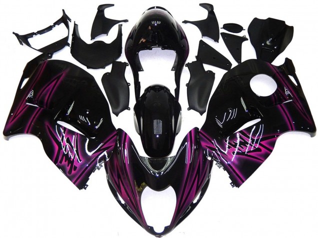 Best Aftermarket 1997-2007 Custom Black Gloss with Pink Suzuki GSXR 1300 Fairings