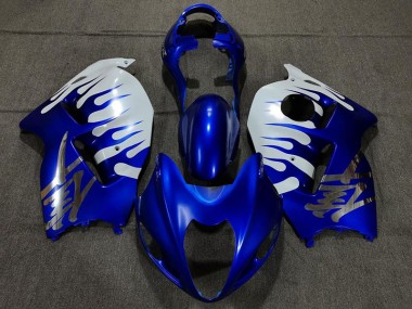 Best Aftermarket 1997-2007 Gloss Blue and White Suzuki GSXR 1300 Fairings