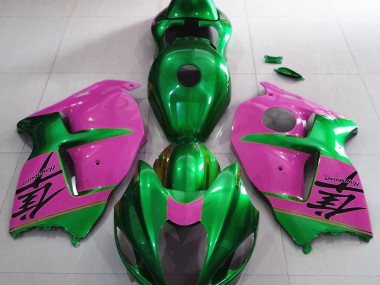 Best Aftermarket 1997-2007 Gloss Green and Pink Suzuki GSXR 1300 Fairings