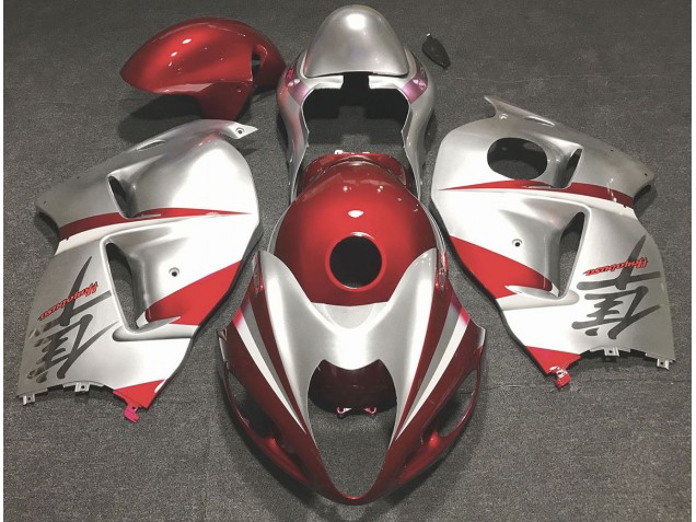 1997-2007 Gloss Red and Silver Suzuki GSXR 1300 Fairings