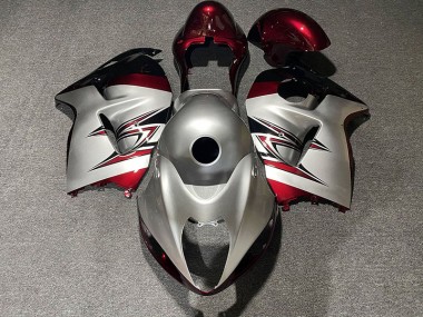 Best Aftermarket 1997-2007 Gloss Silver and Candy Red Suzuki GSXR 1300 Fairings