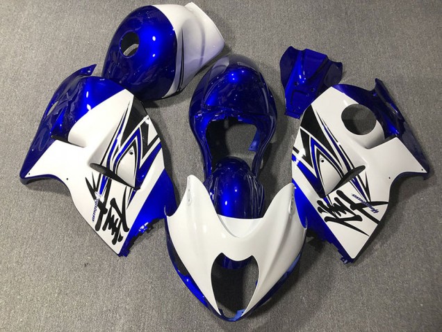 Best Aftermarket 1997-2007 Gloss White & Blue Suzuki GSXR 1300 Fairings