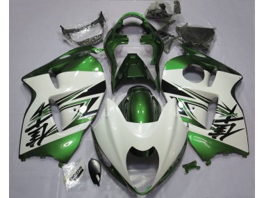 Best Aftermarket 1997-2007 Gloss White & Green Suzuki GSXR 1300 Fairings