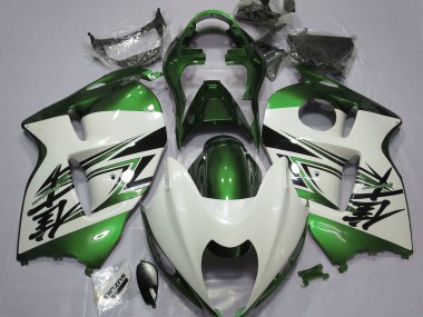 Best Aftermarket 1997-2007 Gloss White & Green Suzuki GSXR 1300 Fairings