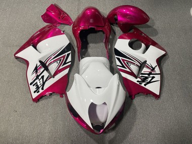 Best Aftermarket 1997-2007 Gloss White & Pink Suzuki GSXR 1300 Fairings