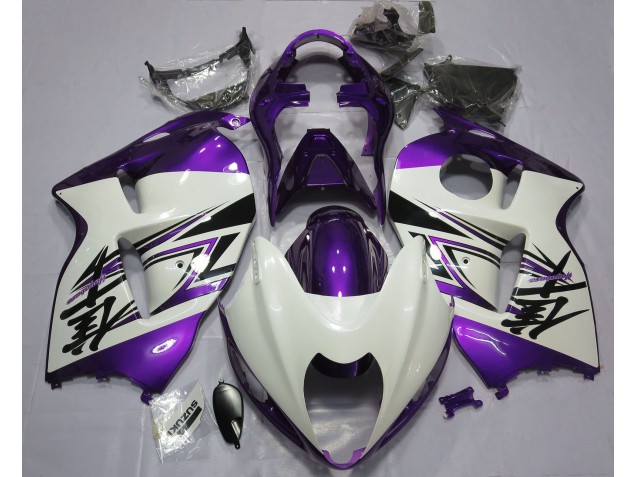 Best Aftermarket 1997-2007 Gloss White & Purple Suzuki GSXR 1300 Fairings