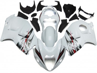 Best Aftermarket 1997-2007 Gloss White and Silver Style Suzuki GSXR 1300 Fairings