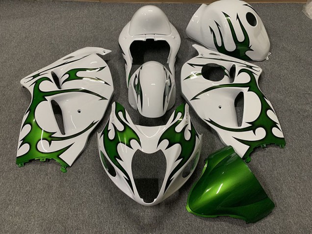 Best Aftermarket 1997-2007 Green and White Suzuki GSXR 1300 Fairings