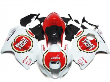 Best Aftermarket 1997-2007 Red Lucky Strike Style Suzuki GSXR 1300 Fairings