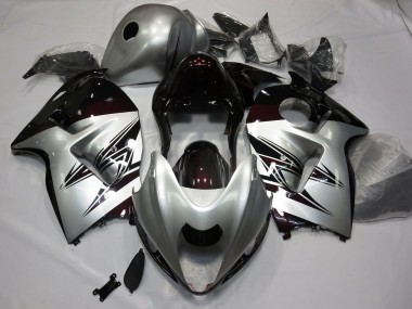 1997-2007 Silver and Dark Red Suzuki GSXR 1300 Fairings