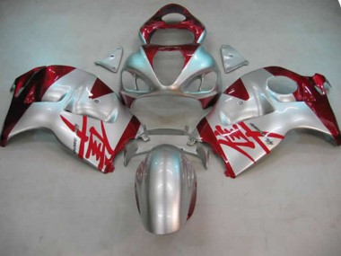 Best Aftermarket 1997-2007 Silver and Red Suzuki GSXR 1300 Fairings