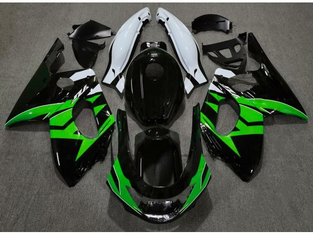 1998-2007 Gloss Black Green and White Yamaha YZF600 Fairings