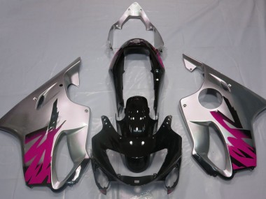 Best Aftermarket 1999-2000 Gloss Silver & Pink Honda CBR600 F4 Fairings