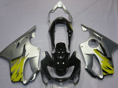 Best Aftermarket 1999-2000 Silver Yellow and Black Honda CBR600 F4 Fairings