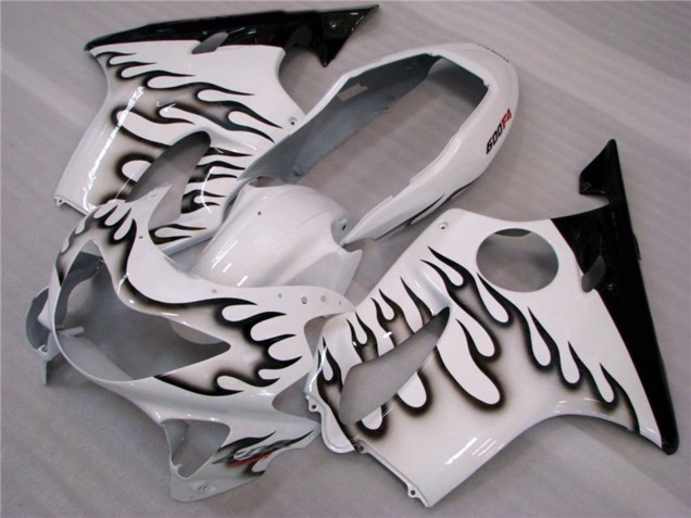 1999-2000 White and Black Flames Honda CBR600 F4 Fairings