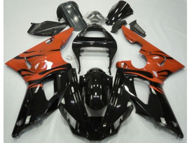 Best Aftermarket 2000-2001 Black Flame & Orange Yamaha R1 Fairings