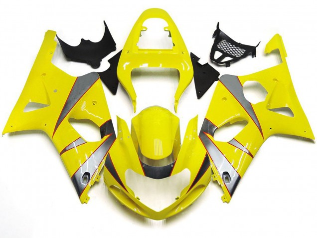 Best Aftermarket 2000-2002 Gloss Yellow and Silver R Kit Suzuki GSXR 1000 Fairings