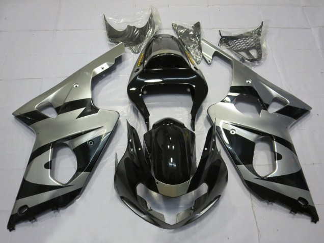 Best Aftermarket 2000-2002 Silver and Black OEM Style Suzuki GSXR 1000 Fairings