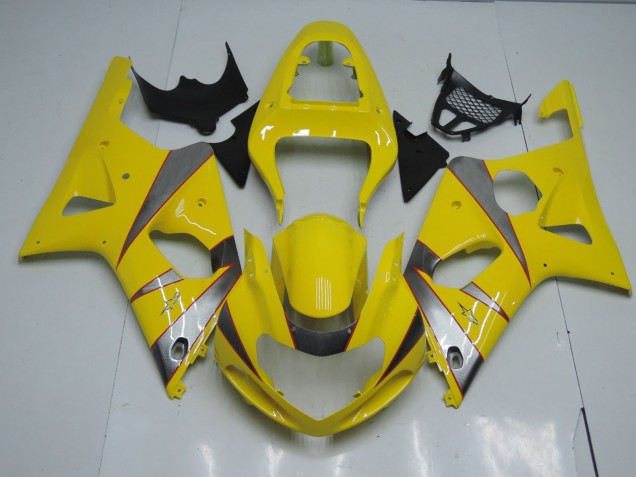 Best Aftermarket 2000-2002 Yellow and Silver Suzuki GSXR 1000 Fairings