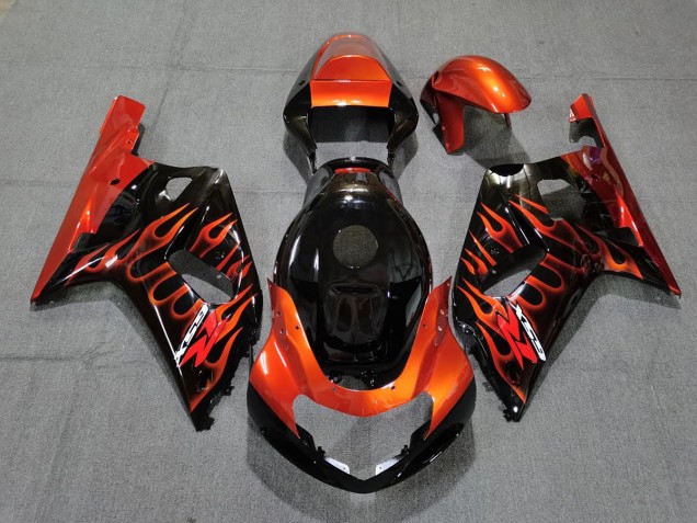 Best Aftermarket 2001-2003 Gloss Black and Orange Suzuki GSXR 600-750 Fairings