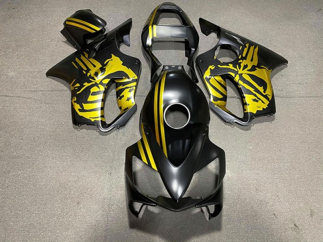 Best Aftermarket 2001-2003 Matte Black & Gold Skull Honda CBR600 F4i Fairings