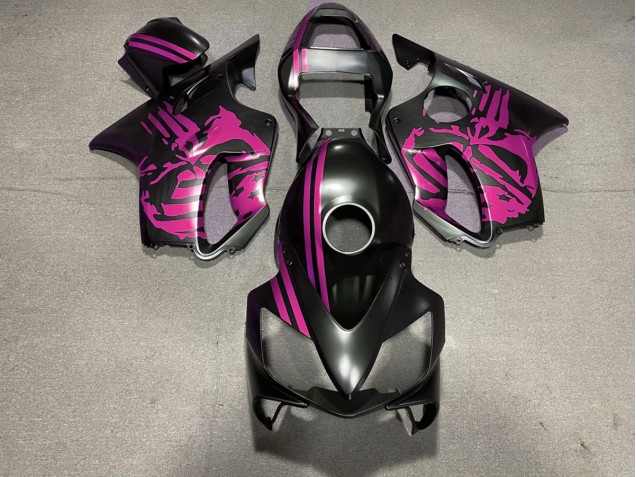 Best Aftermarket 2001-2003 Matte Black & Pink Skull Honda CBR600 F4i Fairings