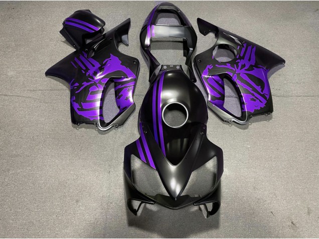 Best Aftermarket 2001-2003 Matte Black & Purple Skull Honda CBR600 F4i Fairings