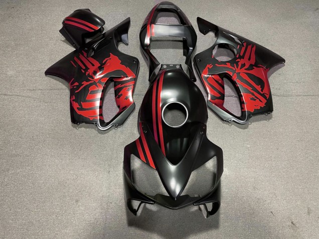 Best Aftermarket 2001-2003 Matte Black & Red Skull Honda CBR600 F4i Fairings