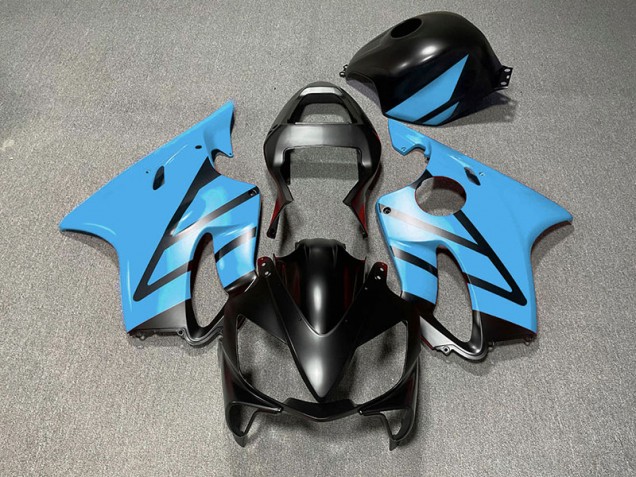 Best Aftermarket 2001-2003 Matte Black and Light Blue Honda CBR600 F4i Fairings