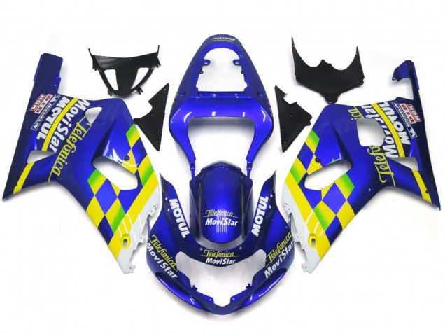 Best Aftermarket 2001-2003 MoviStar Blue Gloss Suzuki GSXR 600-750 Fairings