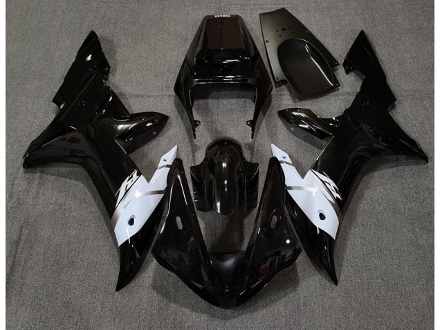 2002-2003 Gloss Black White and Silver Yamaha R1 Fairings