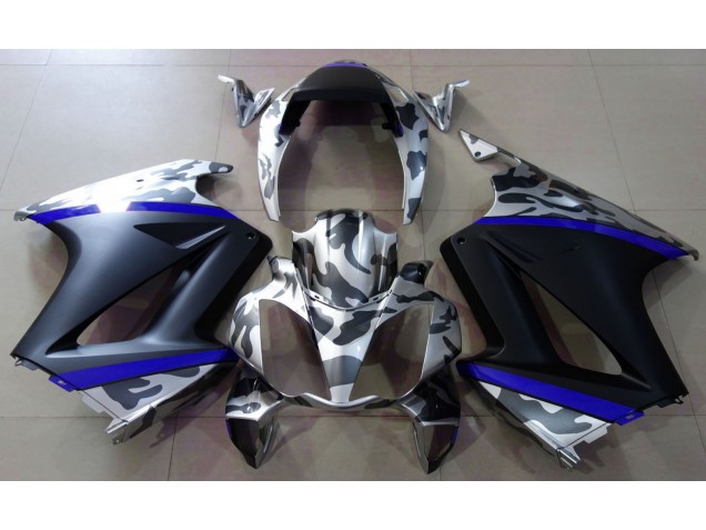 Best Aftermarket 2002-2012 Gray Camouflage & Blue Honda VFR800 Fairings