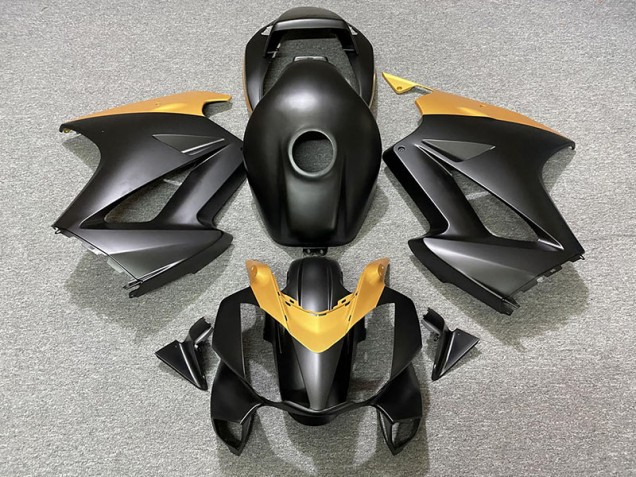 2002-2012 Matte Black & Gold Honda VFR800 Fairings