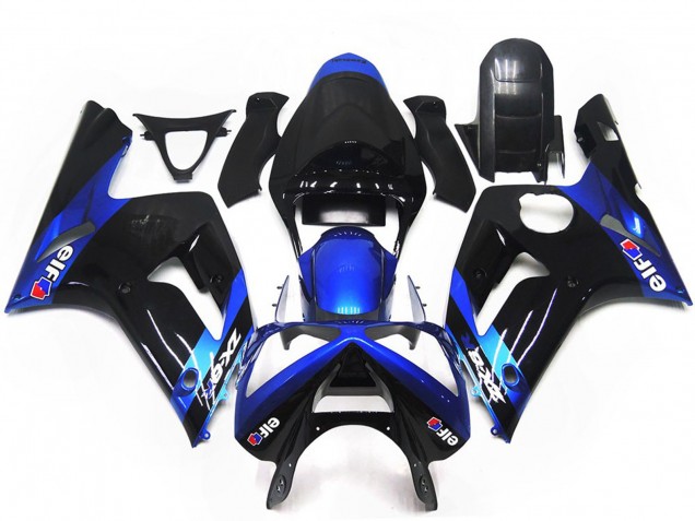 Best Aftermarket 2003-2004 Blue and Black Gloss Elf Kawasaki ZX6R Fairings