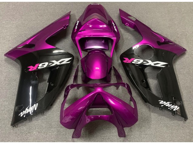 2003-2004 Gloss Pink and Black Kawasaki ZX6R Fairings