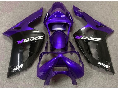 2003-2004 Gloss Purple and Black Kawasaki ZX6R Fairings