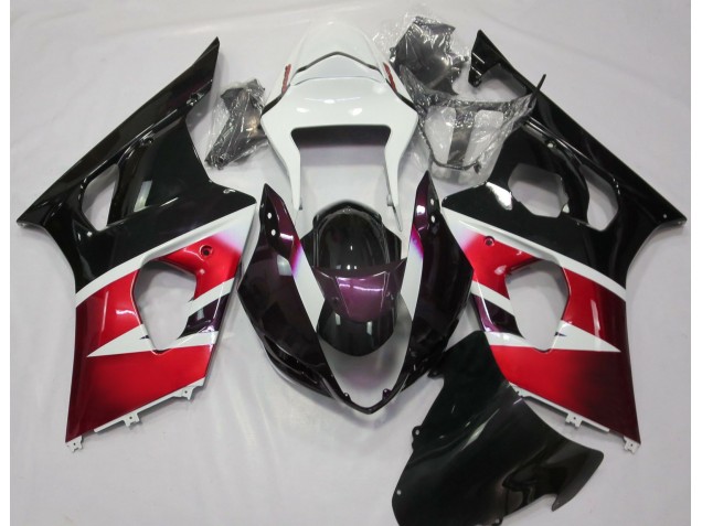 Best Aftermarket 2003-2004 Gloss Red and White Suzuki GSXR 1000 Fairings