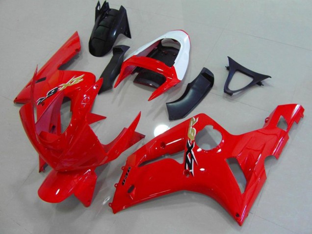 2003-2004 Red and White Kawasaki ZX6R Fairings