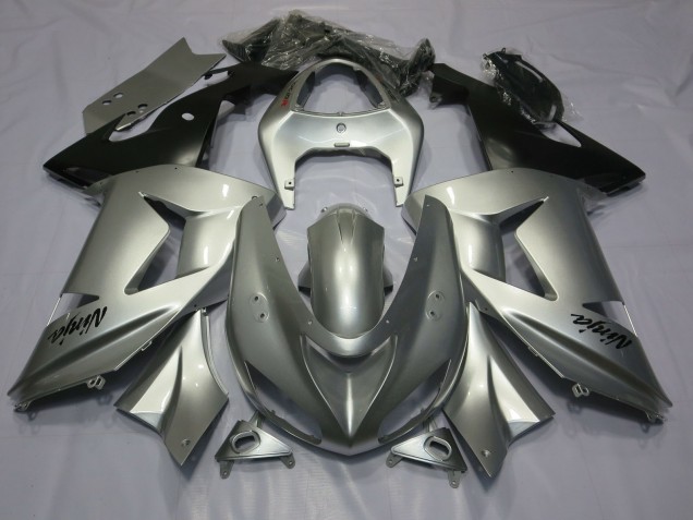 Best Aftermarket 2003-2004 Silver Kawasaki ZX6R Fairings