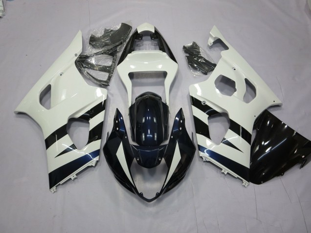 Best Aftermarket 2003-2004 White and Black Suzuki GSXR 1000 Fairings