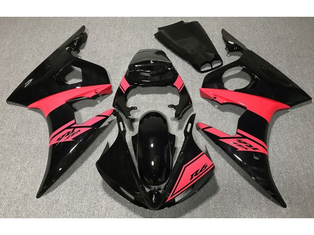 2003-2005 Gloss Black and Red Yamaha R6 Fairings