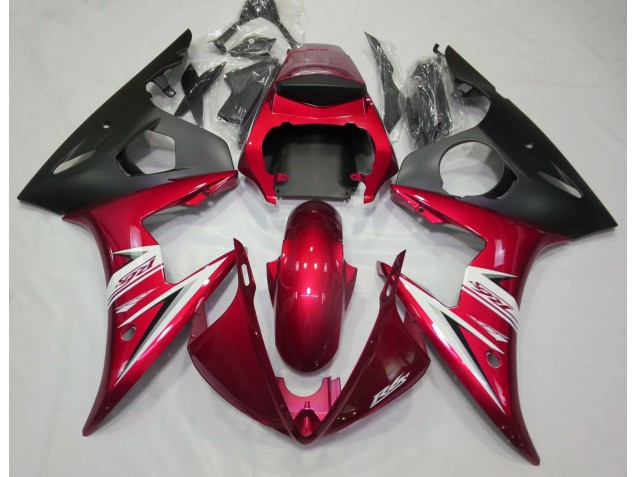 2003-2005 Gloss Red & White Yamaha R6 Fairings