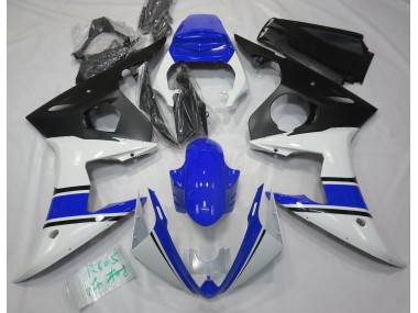 2003-2005 Gloss White and Blue Yamaha R6 Fairings