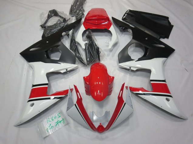 2003-2005 White Red and Black Yamaha R6 Fairings