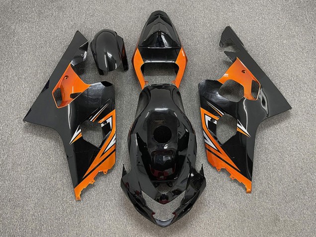 2004-2005 Gloss Black and Orange Suzuki GSXR 600-750 Fairings