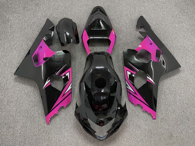 Best Aftermarket 2004-2005 Gloss Black and Pink Suzuki GSXR 600-750 Fairings