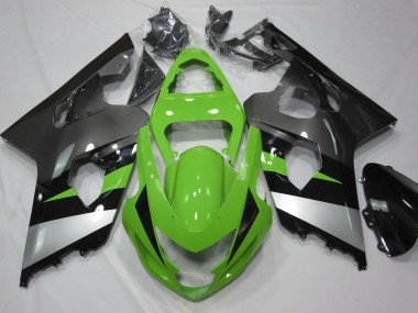 Best Aftermarket 2004-2005 Green and Silver Suzuki GSXR 600-750 Fairings